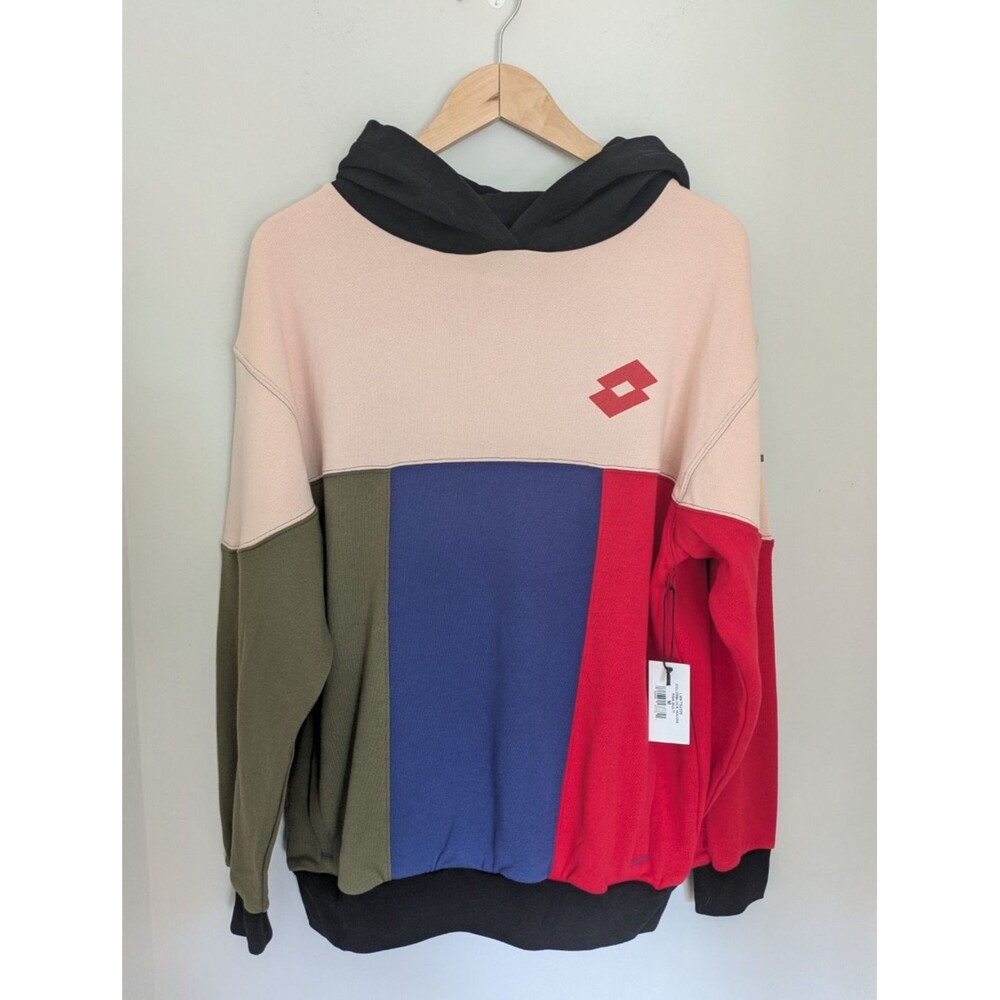 Lotto Nyc Mens SZ M Colorblock Retro Hoodie Streetwear Pink Multicolor '70 '80